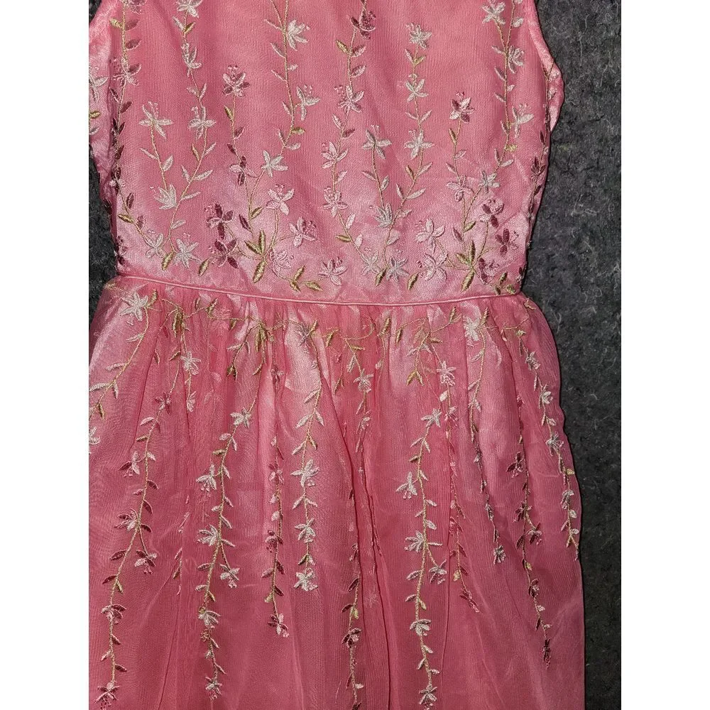 Jona Michelle Girls sleeveless‎ Dress Strawberry Embroidered Size 12